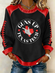 Women's Guns Up Texas Tech Retro Football Print Top