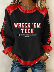 Women's Wreck 'Em Tech Retro Football Pri Top