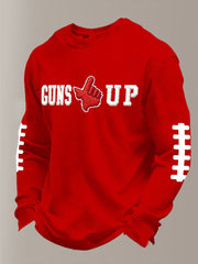 Men's Guns UP Football Print Waffle Long Sleeve T-Shirt