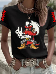 Women's Retro Football Print Short-sleeved T-shirt