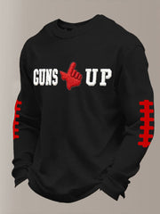 Men's Guns UP Football Print Waffle Long Sleeve T-Shirt