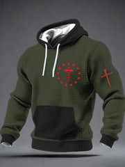 Men's Jesus Cross Plaid Cotton Hoodie
