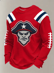 Men's Patriots Football Gameday Print Football Fans Gift Casual Waffle Sweatshirt