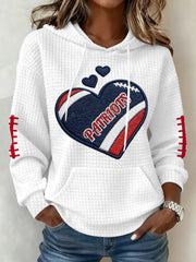 Women's Patriots Football Gameday Print Football Fans Gift Casual Waffle Hoodie