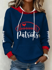 Women's Patriots Football Gameday Print Football Fans Gift Casual Waffle Hoodie