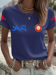 Women's UK Football Lover England 2026 Printed Iron On Short Sleeve T-Shirt