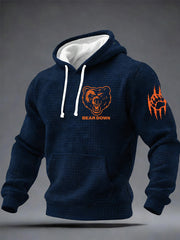 Men's Good Better Best Print Football Fans Checkered Cotton Hoodie