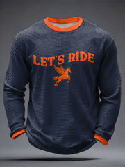 Men's Let's Ride Horse Football Lover Print Waffle Tops