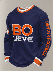 Men's Let's Ride Horse Football Lover Print Waffle Sweatshirt