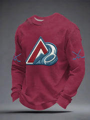 Men's Ice Hockey Print Casual Waffle Sweatshirt