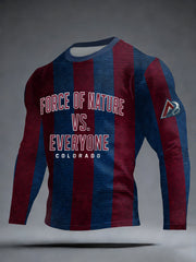 Men's Ice Hockey Print Casual long sleeve round neck T-shirt