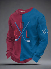 Men's Ice Hockey Print Casual Waffle Sweatshirt