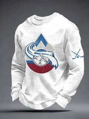 Men's Ice Hockey Print Casual Waffle Sweatshirt