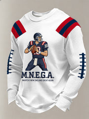 Men's Football Fans Gameday Casual Waffle Long Sleeve T-Shirt