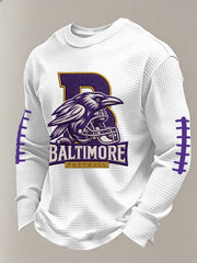 Men's Football Fans Gameday Casual Waffle Long Sleeve T-Shirt