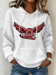 Women's Ice Hockey Print Large-sized Hooded Sweatshirt