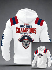 Men's 2025 AFC East Champions Gift For Football Fans Casual Checkered Hoodie