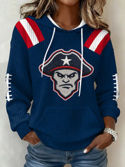 Women's 2025 AFC East Champions Gift For Football Fans Casual Waffle Hoodie