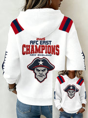 Women's 2025 AFC East Champions Gift For Football Fans Casual Waffle Hoodie
