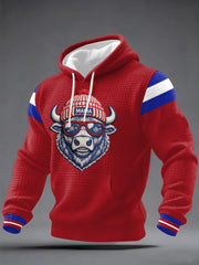 Men's Football Fans Gameday Print Casual Checkered Hoodie