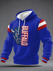 Men's Buffalo Football Fans Gameday Casual Checkered Hoodie