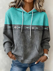Women's Vintage Western Aztec Pattern Pocket Hoodie