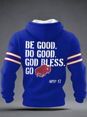 Men's Be Good Do Good God Bless Go Bills Football Fans Gameday Casual Checkered Hoodie