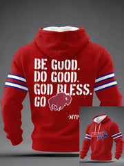 Men's Be Good Do Good God Bless Go Bills Football Fans Gameday Casual Checkered Hoodie