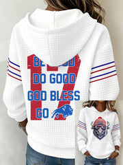 Women's Be Good Do Good God Bless Go Bills Football Fans Gameday Casual Waffle Hoodie