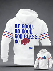 Men's Be Good Do Good God Bless Go Bills Football Fans Gameday Casual Checkered Hoodie