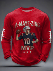 Men's Maye Print Gift For Football Fans Casual Waffle Long Sleeve T-Shirt