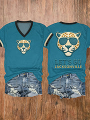 Women's Football Fans Gameday Casual V-Neck Tee