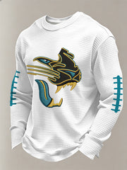 Men's Jaguars Print Football Fans Gameday Casual Waffle Long Sleeve T-Shirt