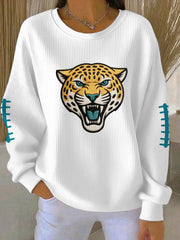 Women's Jaguars Print Football Fans Gameday Casual Sweatshirt