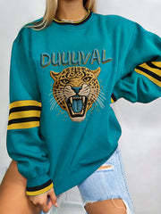 Women's DUUUVAL Print Football Fans Gameday Casual Sweatshirt