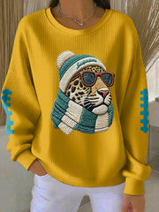 Women's Football Fans Gameday Casual Waffle Sweatshirt