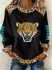 Women's Football Fans Gameday Casual Waffle Sweatshirt