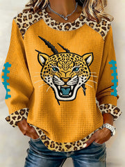 Women's Football Fans Gameday Casual Waffle Sweatshirt