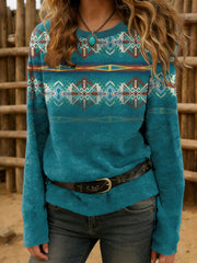 Women'S Vintage Western Aztec Casual Sweater