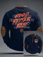 Men's Good Better Best Print Football Fans Gameday Casual Zipper Pullover