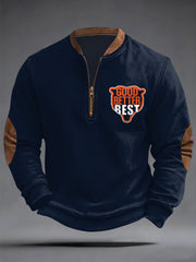 Men's Good Better Best Print Football Fans Gameday Casual Zipper Pullover