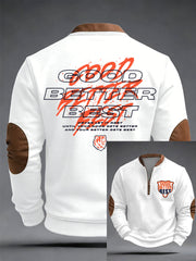 Men's Good Better Best Print Football Fans Gameday Casual Zipper Pullover