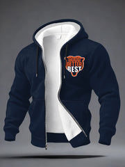 Men's Good Better Best Print Football Fans Gameday Casual Zipper Hoodie
