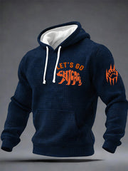 Men's Good Better Best Print Football Fans Gameday Casual Checkered Cotton Hoodie