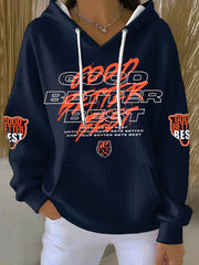 Women's Good Better Best Print Football Fans Gameday Casual Hoodie