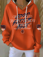 Women's Good Better Best Print Football Fans Gameday Casual Hoodie