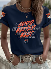 Women's Good Better Best Print Football Fans Gameday Casual Tee
