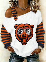 Women's Good Better Best Print Football Fans Gameday Casual Off-Shoulder Top
