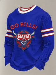 Men's Football Fans Gameday Casual Waffle Long Sleeve T-Shirt