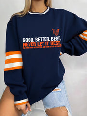 Women's Good Better Best Print Football Fans Gameday Casual Sweatshirt